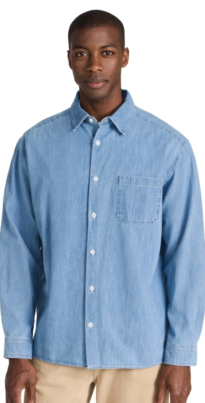 Apc Math Organic-cotton Denim Shirt In Iab