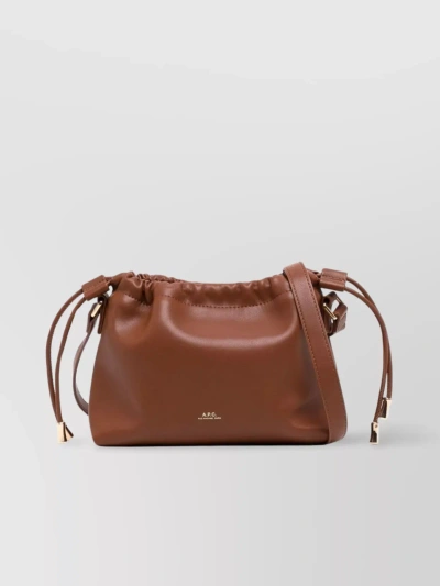 Apc Adjustable Strap Textured Shoulder Bag In Brown