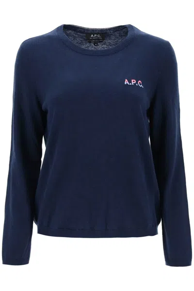 Apc A.p.c. 'albane' Crew-neck Cotton Sweater In Blue