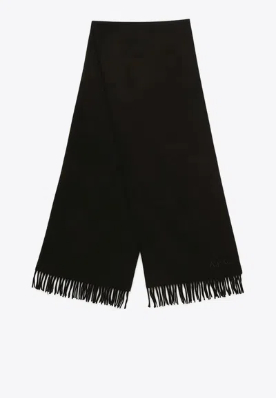 APC ALIX BRODÉE LOGO EMBROIDERED SCARF