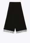 Apc A.p.c. Alix Brodée Black Virgin Wool Scarf In Black