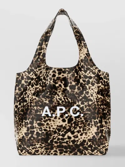 A.p.c. Animal Print Synthetic Leather Tote Bag In Brown