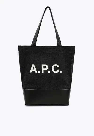 Apc Axel Logo Print Tote Bag In Black