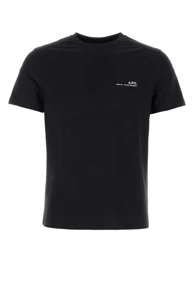 Apc Black Crewneck T-shirt With Contrasting Print In Cotton Man