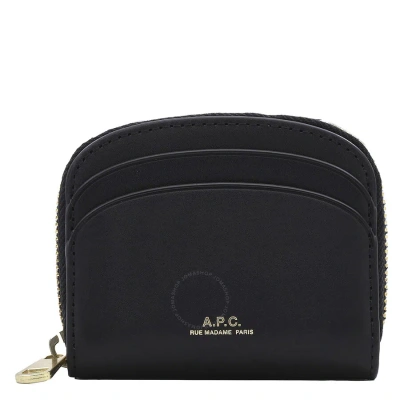 Apc A.p.c. Black Leather Demi-lune Mini Compact Wallet