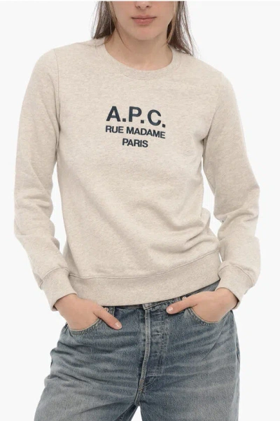 Apc Brushed Cotton Tina Crew-neck Sweatshirt With Embroidered Lo In Neutral