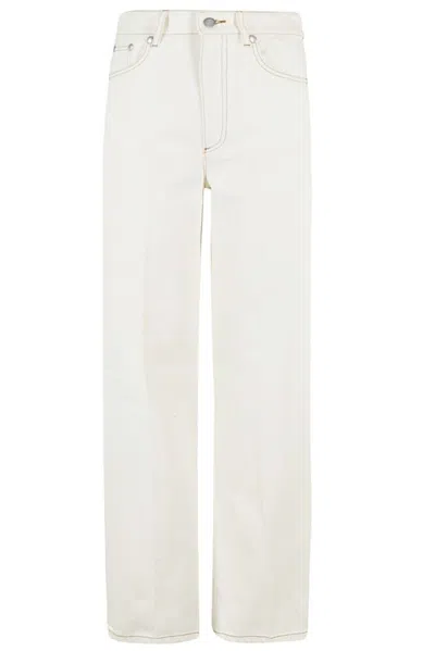 Apc A.p.c. Button Detailed Straight Leg Pants In White