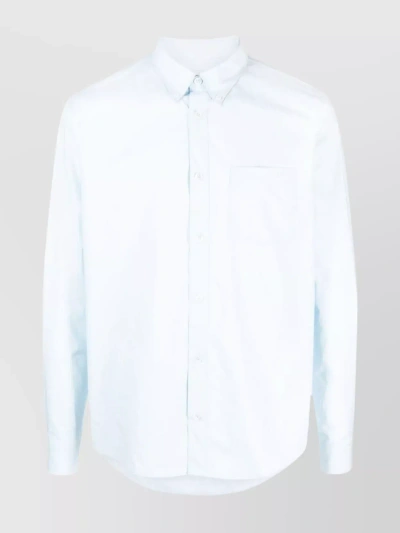Apc Buttoned Collar Shirt With Curved Hem In Cream