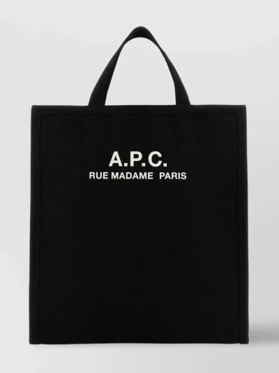 A.p.c. Canvas Shopping Tote Bag In Black