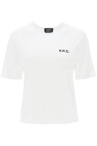 Apc A.p.c. 'carol' Boxy T Shirt With Logo Print In White