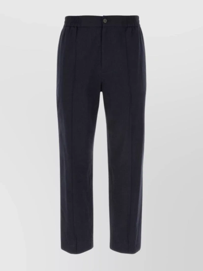 A.p.c. Cotton Pant With Elastic Waistband And Cropped Length In Blue