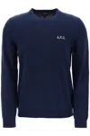 Apc A.p.c. Crew Neck Cotton Sweater In Blue