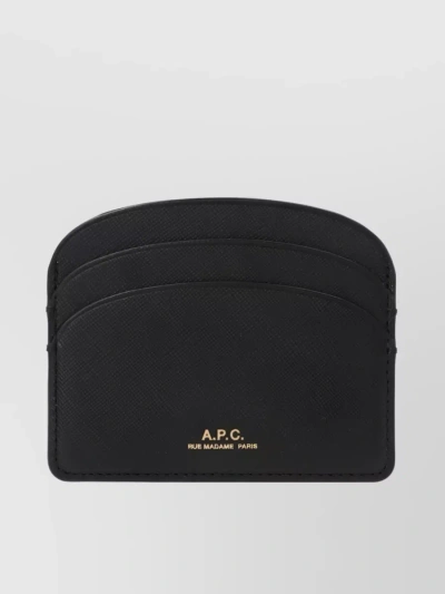 Apc Demi-lune Textured Leather Cardholder In Black