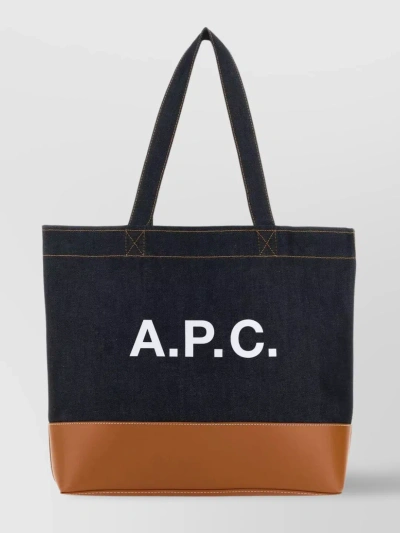 Apc Axel Denim Tote Bag In Caramel (blue)