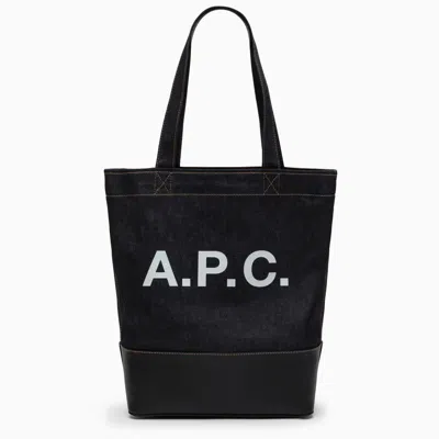 Apc A.p.c. Denim Tote Bag With Logo In Blue