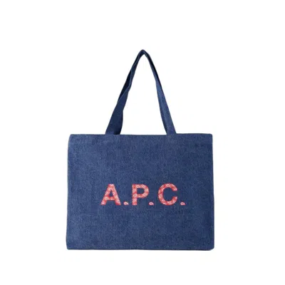 Apc Diane Shopper Bag - Cotton - Blue Denim In Burgundy
