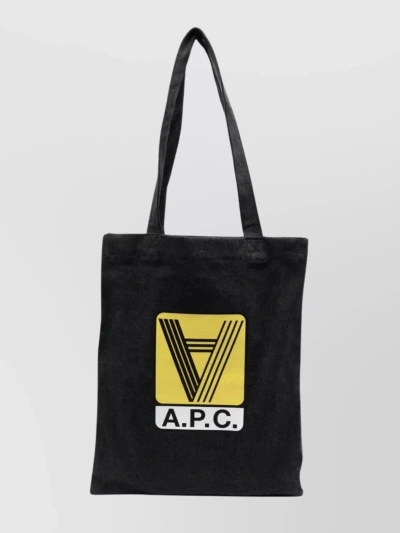 Apc Large Handles Graphic Canvas Tote In Blue