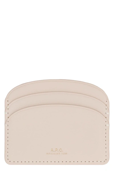 Apc Logo Detail Leather Card Holder In Panna