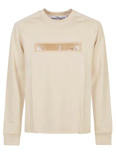 Apc A.p.c. Logo Printed Crewneck Sweatshirt In Brown