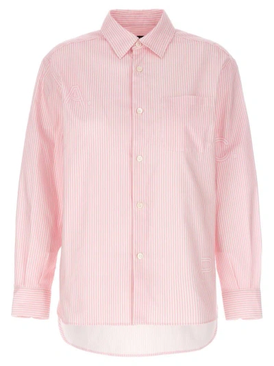 Apc A.p.c. Logo Printed Striped Buttoned Shirt In Pink