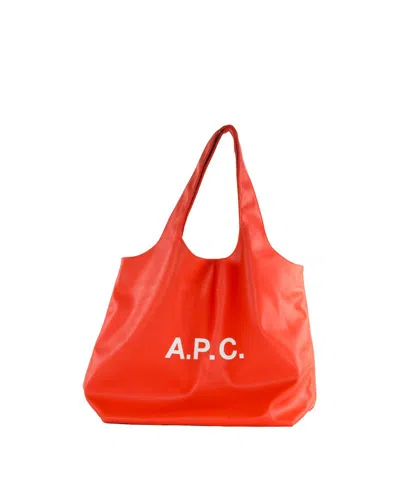 Apc A.p.c. Logo Printed Top Handle Bag In Orange