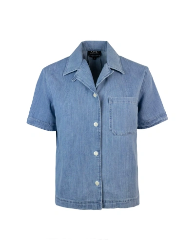 Apc Maeva Short-sleeved Denim Shirt In Iab Light Blue