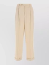 Apc Wide-leg Trousers With Pleated Front And High Waist In Cream