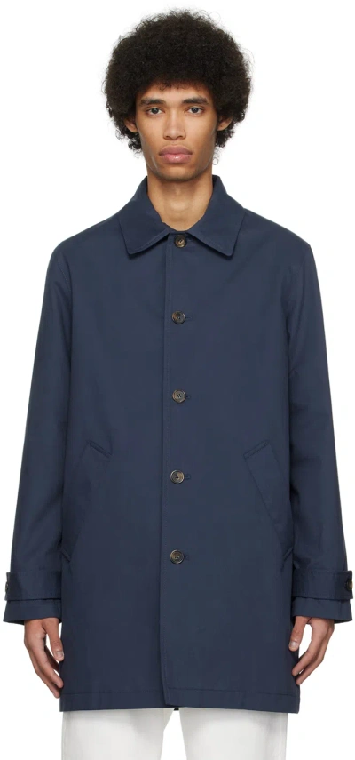 Apc Navy Victor Coat In Iak Dark Navy