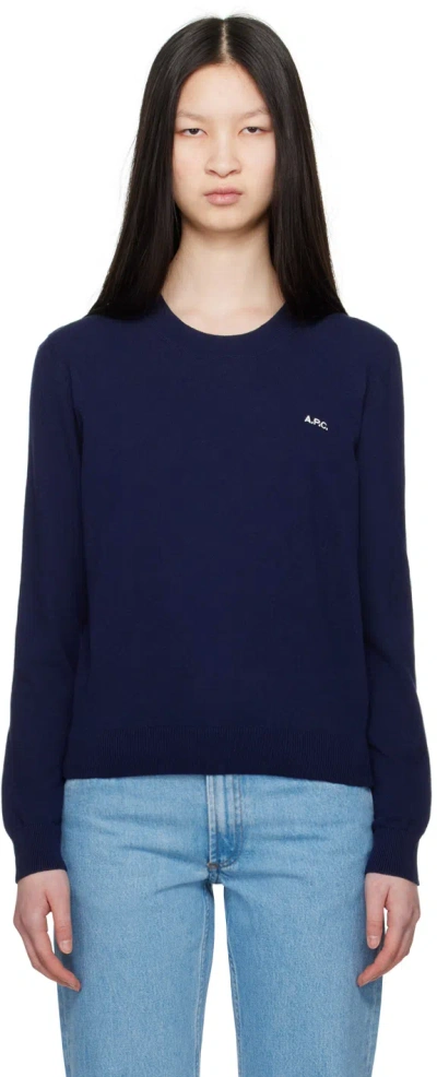 Apc Navy Victoria Sweater In Iak Dark Navy