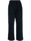 Apc Pleat-detail Wide-leg Cotton Trousers In Iak Dark Navy