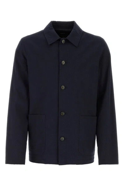 Apc A.p.c. Patch Pocket Shirt Jacket In Navy