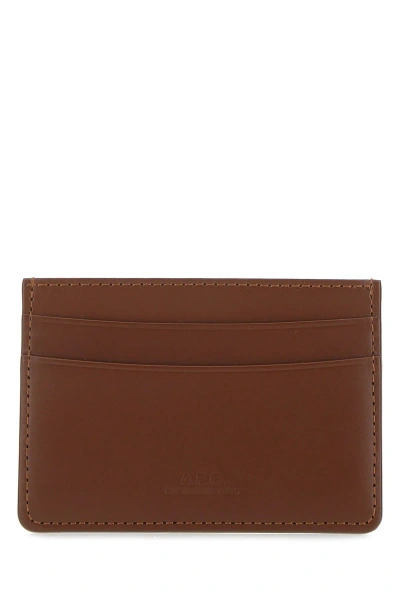 Apc A.p.c. André Logo Embossed Cardholder In Brown