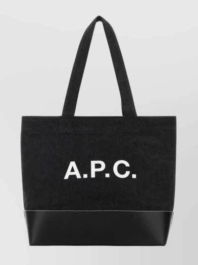 Apc Rectangular Shape Tote Bag With Two-tone Design And Top Handles In Black