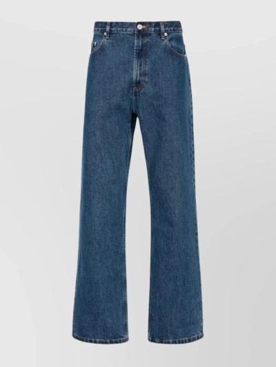 Apc Relaxed Wide-leg Stonewashed Denim Pants In Blue