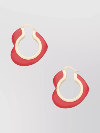 Apc Resin Heart Hoop Brass Earrings In Red