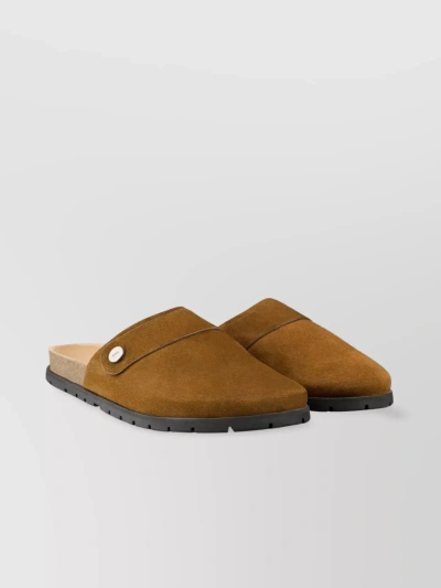 Apc Round Toe Suede Mules With Cork Sole In Gray