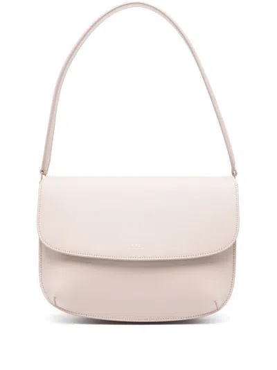 A.p.c. Sarah Logo Detailed Shoulder Bag In Beige