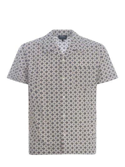 Apc Lloyd Geometric-print Cotton Shirt In White