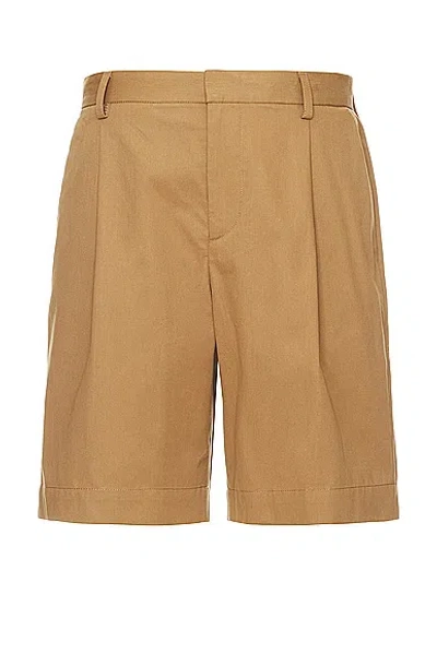 Apc Pleated Cotton Shorts In Brown
