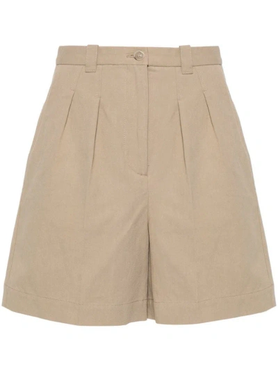Apc Poplin Cotton-blend Shorts In Baa Beige