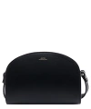 Apc A.p.c. Women Black Leather Mini Demi Lune Shoulder Bag In Black