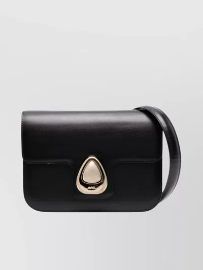 Apc Slim Leather Crossbody Bag With Adjustable Strap In Black
