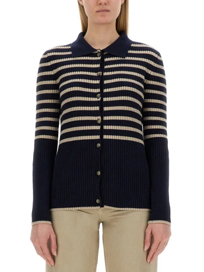 Apc A.p.c. Striped Knit Cardigan In Multi