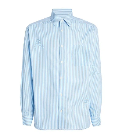 Apc Striped Letter-detail Shirt In Blue