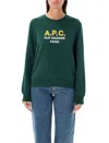 Apc Madame Logo-print Cotton Sweatshirt In Dark Green