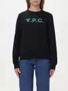 Apc A.p.c. Flocked Logo Crewneck Sweatshirt In Black