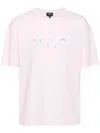 Apc Cotton Crew-neck T-shirt With Front Print In Pink