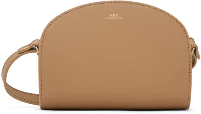 Apc A.p.c. Demi Lune Leather Clucth In Brown