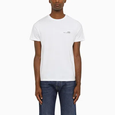 Apc A.p.c. White Logoed T Shirt In Multicolor
