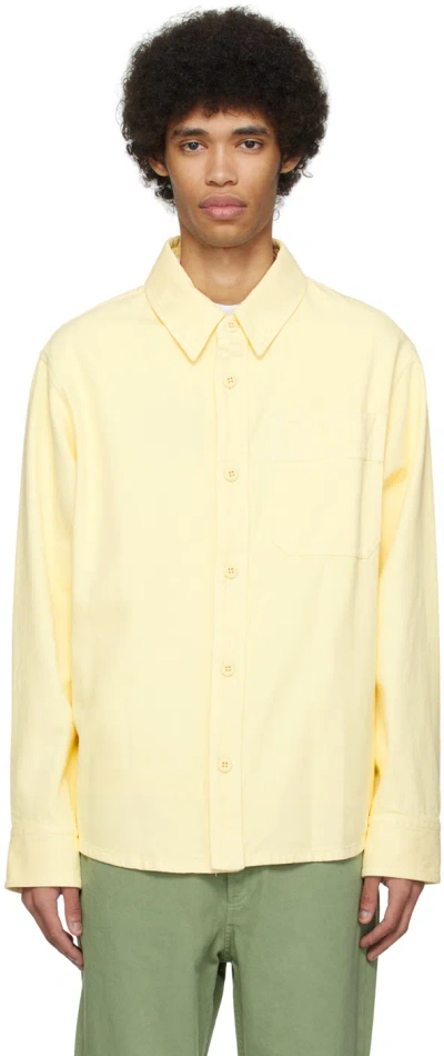Apc Yellow Basile Brodée Poitrine Denim Shirt In Dab Light Yellow